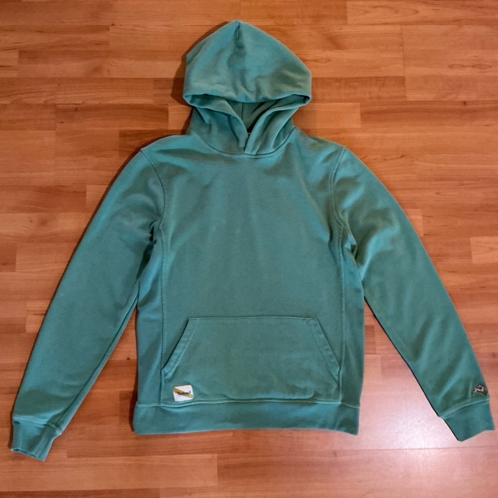 Tracksmith Hoodie Mens Medium Green Pullover Running Sweatshirt Hare Logo